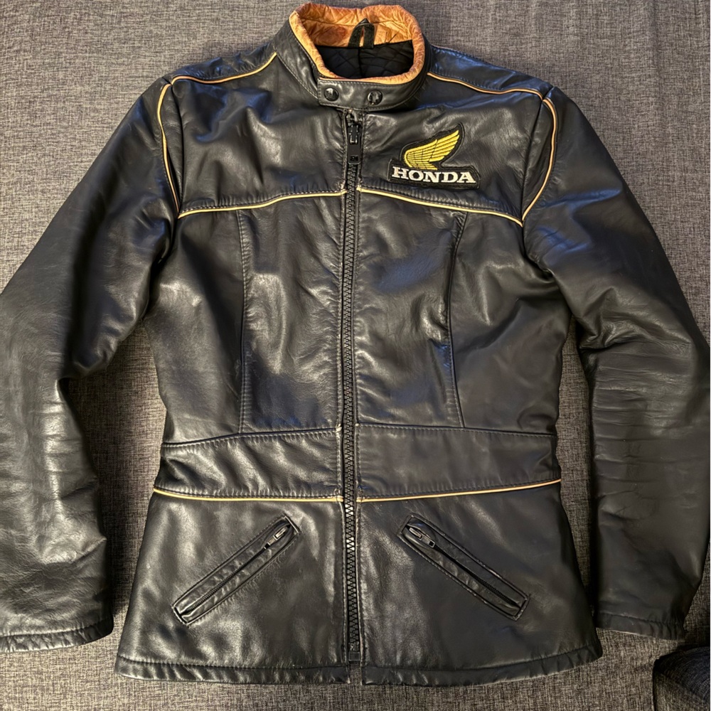 Honda Black Leather Bomber Motorcycle Jacket & Pants Set
